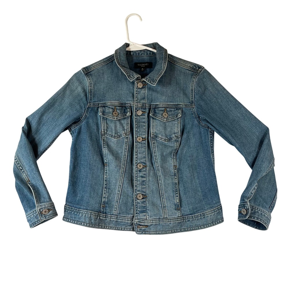 Talbots Petites Denim Jacket Mp Trucker Jacket Trucker Cotton Blend Stretch